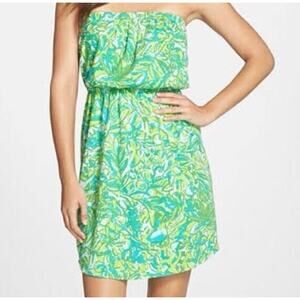 Lilly Pulitzer Windsor Strapless Mini Dress SMALL Fresh Citrus Green Pima Cotton